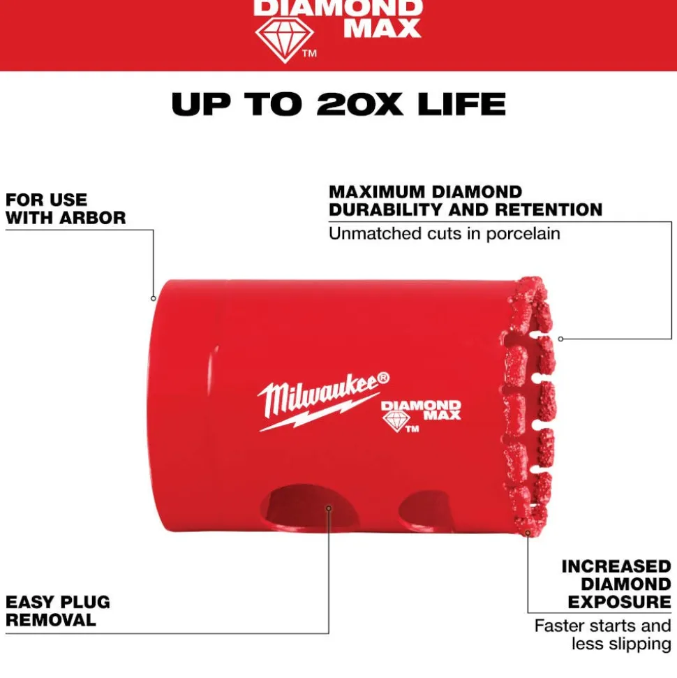 Milwaukee Tools 1-3/8" Diamond Max Hole Saw 49-56-5625