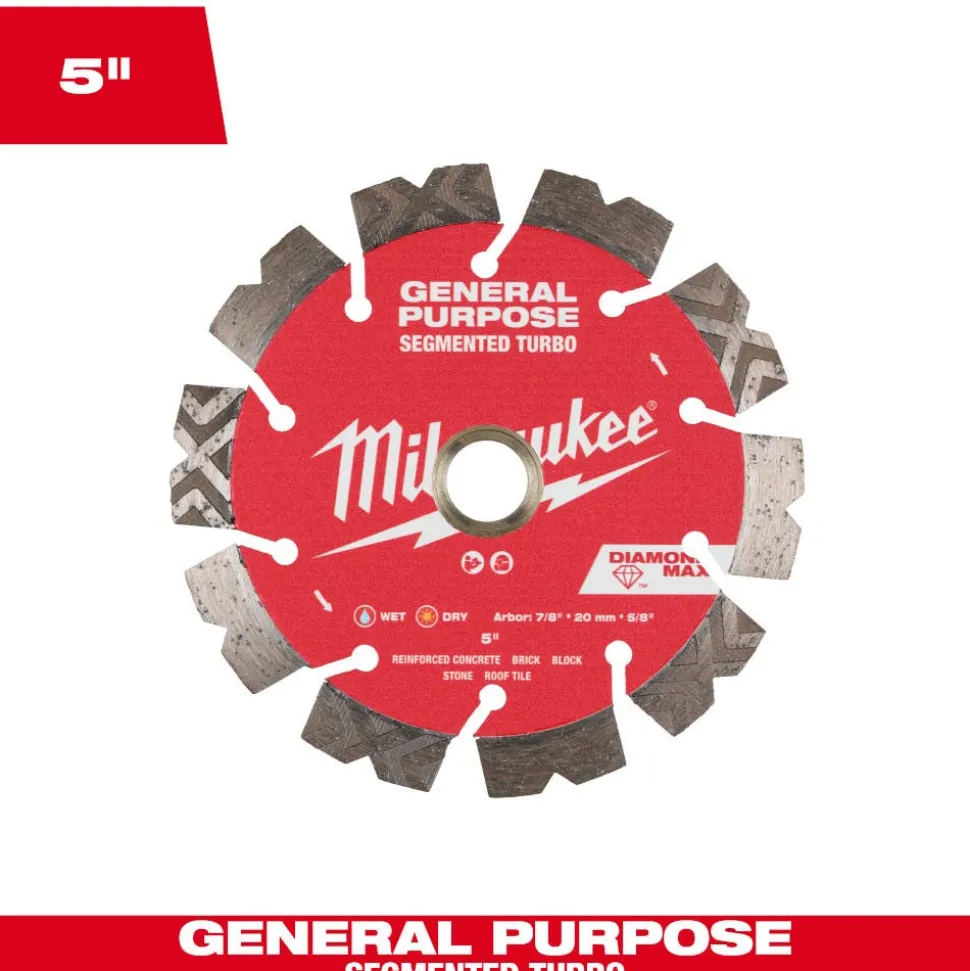 Milwaukee Tools 5" Diamond Max Segmented Turbo, General Purpose Diamond Blade 49-93-9005