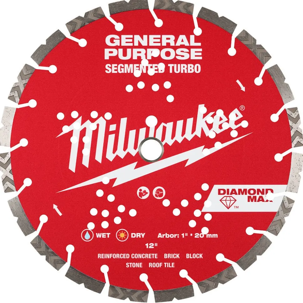 Milwaukee Tools 12" Diamond Max Segmented Turbo, General Purpose Diamond Blade 49-93-9012