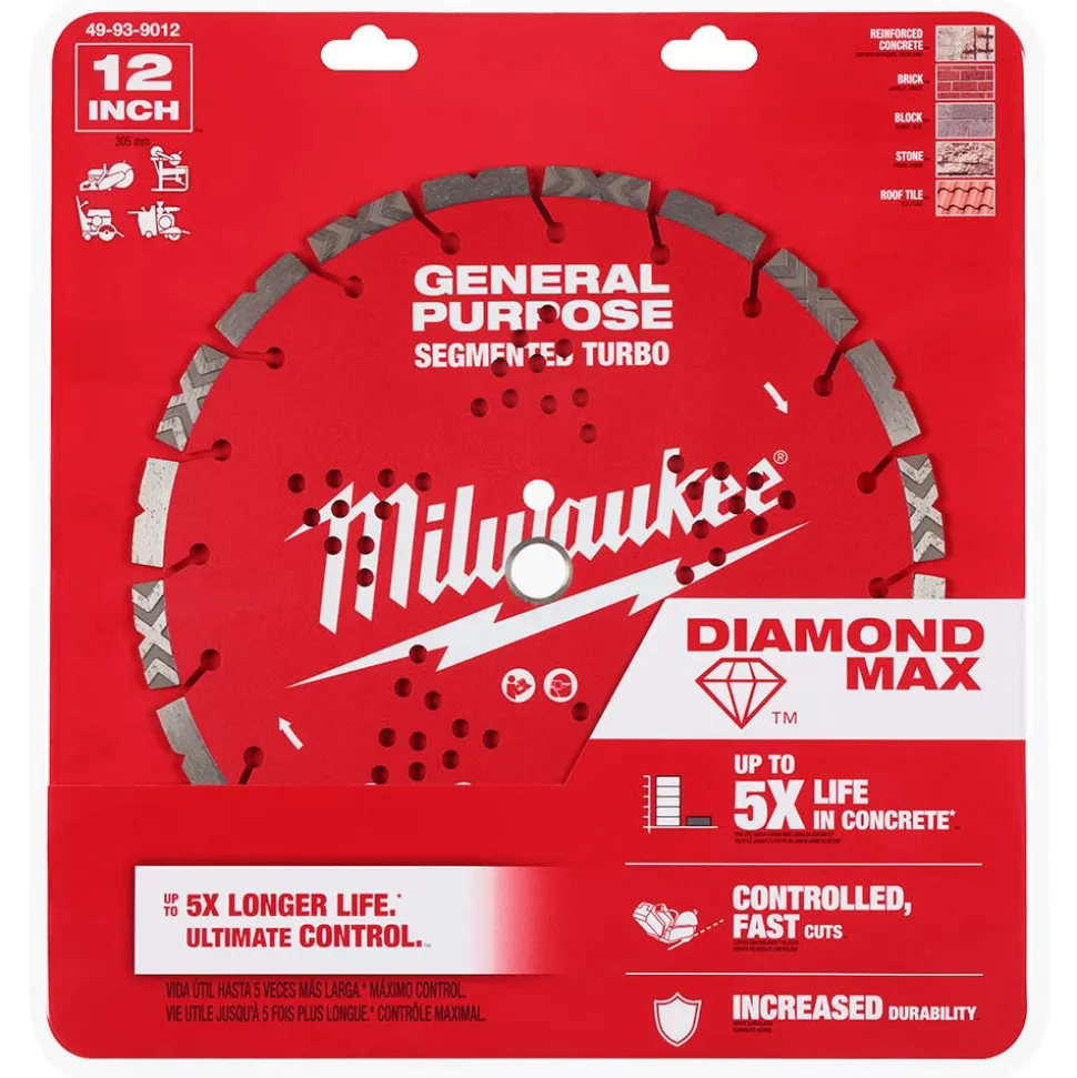 Milwaukee Tools 12" Diamond Max Segmented Turbo, General Purpose Diamond Blade 49-93-9012