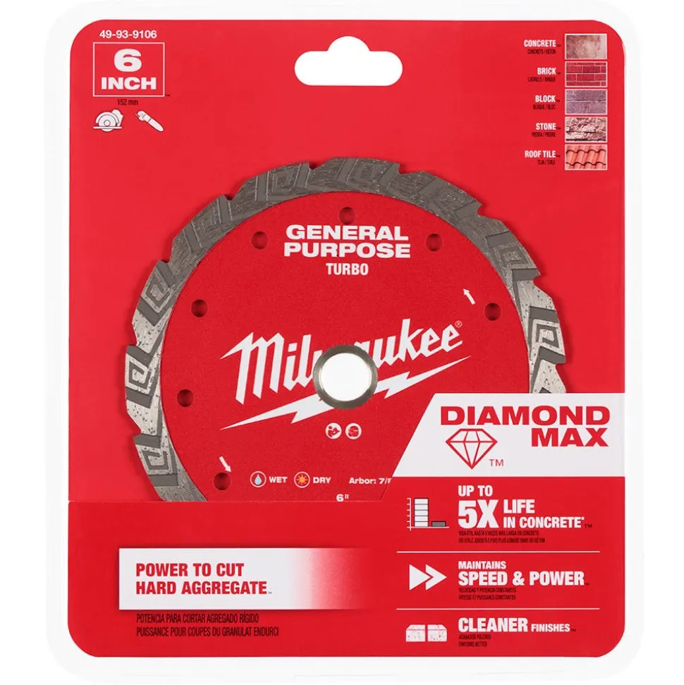 Milwaukee Tools 6" Diamond Max Turbo, General Purpose Diamond Blade 49-93-9106