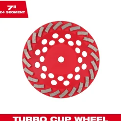 Milwaukee Tools 7" Diamond Max Turbo Diamond Cup Wheel - 24 Segment 49-93-7796