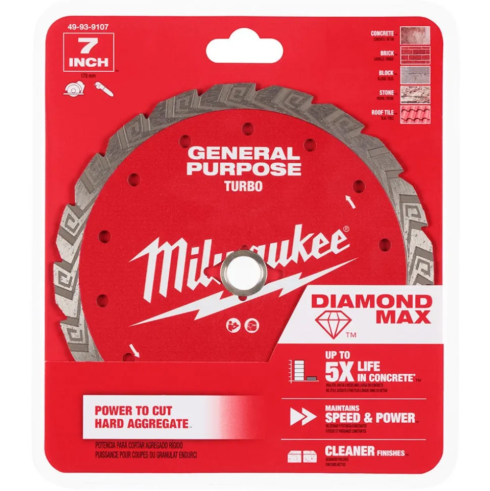 Milwaukee Tools 7" Diamond Max Turbo, General Purpose Diamond Blade 49-93-9107