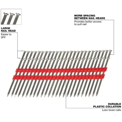 Milwaukee Tools 16D 3” x .131” Collated Duplex Nails (Box of 2000) MDP16D-2000