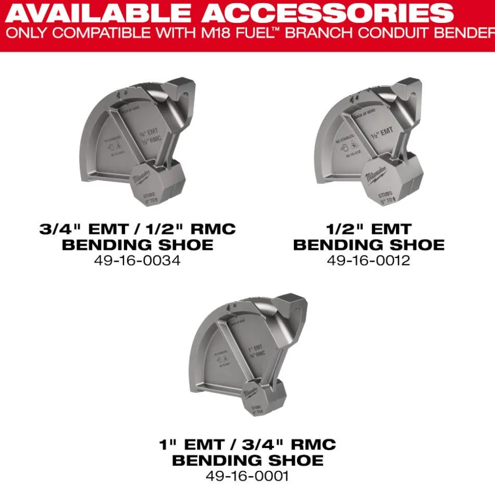 Milwaukee Tools 1/2” EMT Conduit Bending Shoe 49-16-0012