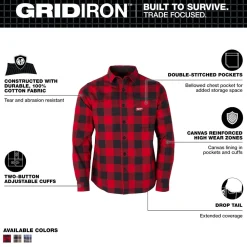 Milwaukee Tools Gridiron Flannel Shirt Red M551R