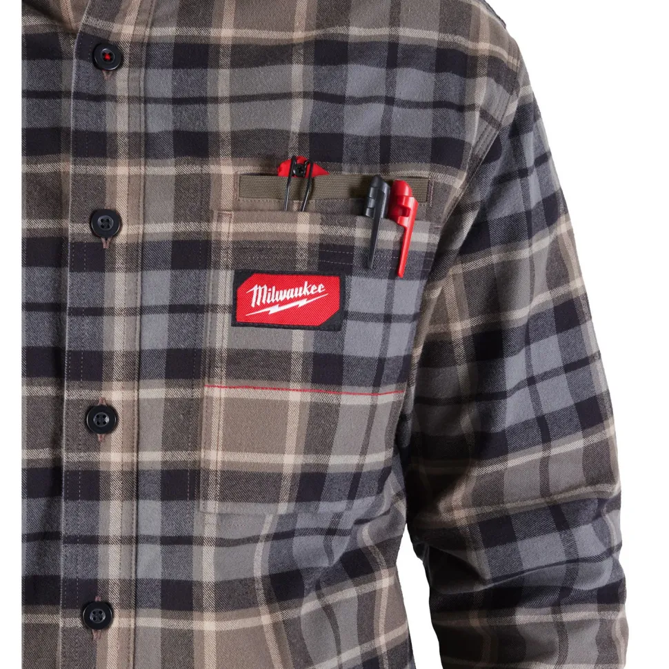 Milwaukee Tools Gridiron Flannel Shirt Gray M551G