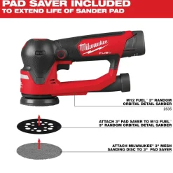 Milwaukee Tools 3” 320 Grit Mesh Sanding Discs with POWERGRID Tear Resistant Mesh – 12 pk + Pad Saver 48-80-6320