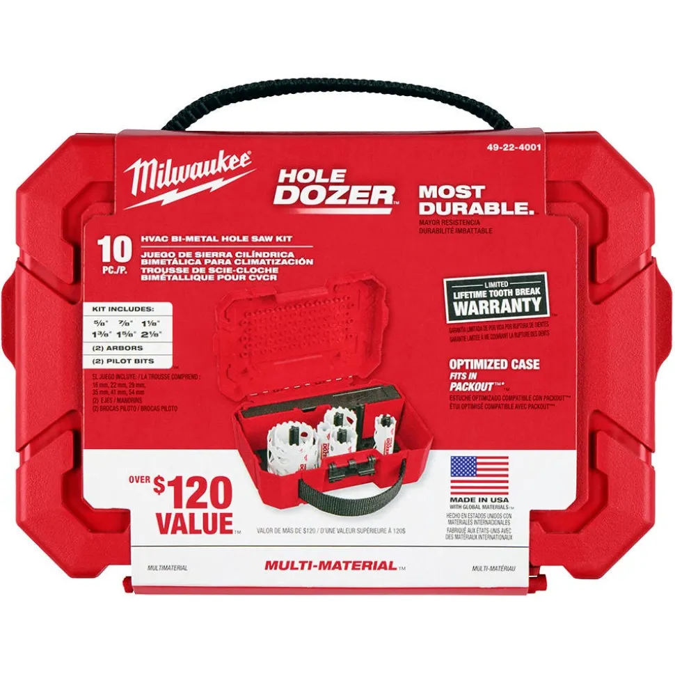 Milwaukee Tools HOLE DOZER HVAC Hole Saw Kit - 10PC 49-22-4001