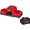 Milwaukee Tools M18 Dual Bay Super Charger Starter Kit, Volts 18 Battery Type Lithium-ion, Batteries 48-59-1881SC