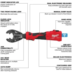 Milwaukee Tools M18™ FORCE LOGIC™ 6T Linear Utility Crimper w/ Snub Nose Jaw 2978-20D3