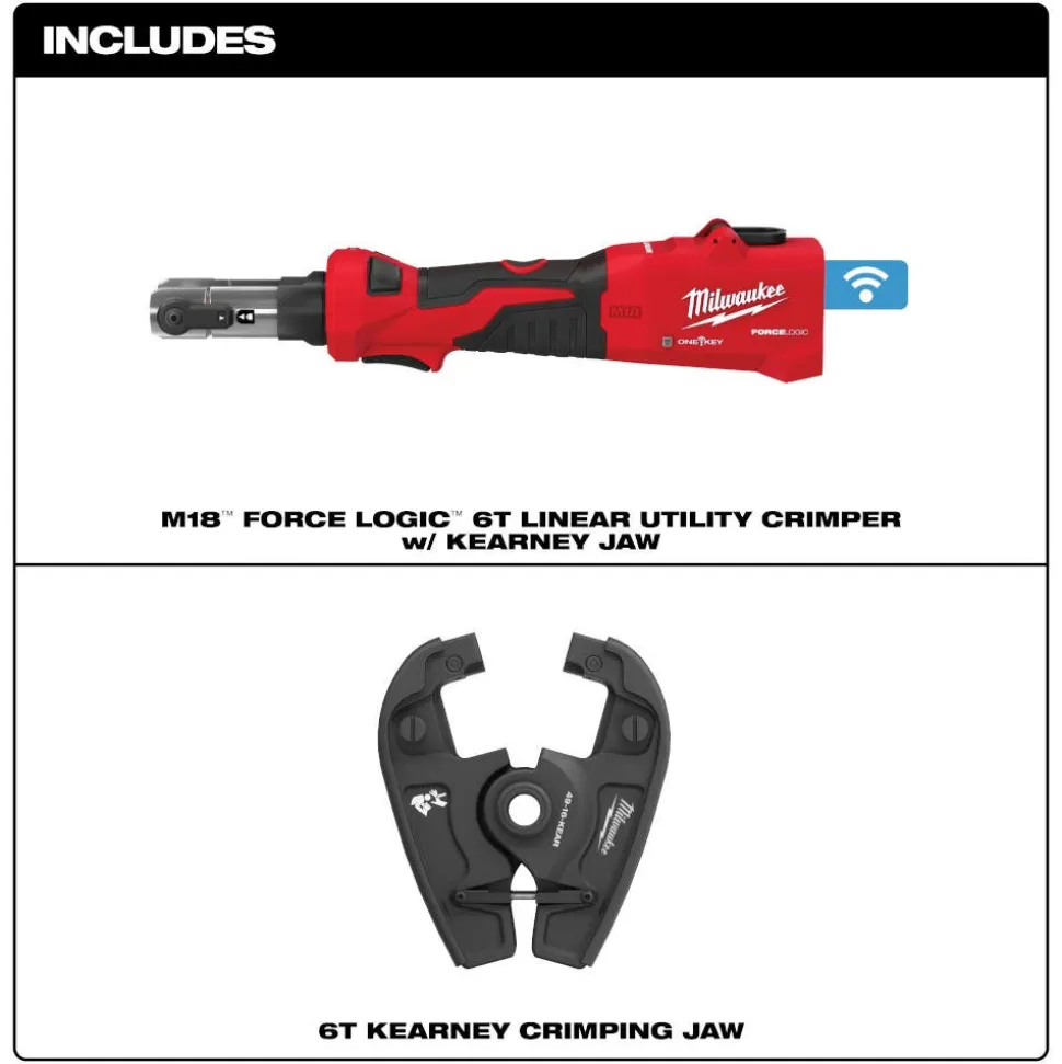 Milwaukee Tools M18™ FORCE LOGIC™ 6T Linear Utility Crimper w/ Kearney Jaw 2978-20K