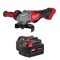 Milwaukee Tools M18 FUEL 5" Angle Grinder Paddle Switch, No-Lock w/ 2 PACK Red Lithium 5.0 Ah XC Batteries