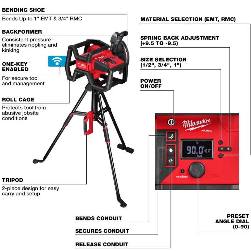 Milwaukee Tools M18 FUEL™ BRANCH CONDUIT BENDER w/ AUTO-ZERO™ 5150-20