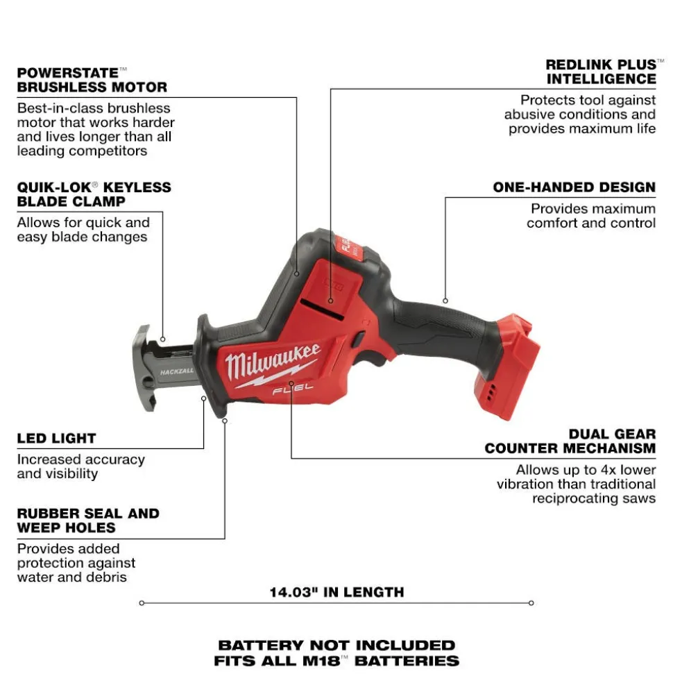 Milwaukee Tools M18 FUEL 1/4" Hex Impact Driver Kit and M18 FUEL Hackzall Reciprocating Saw (Bare Tool) KIT-2953-22-2719-20