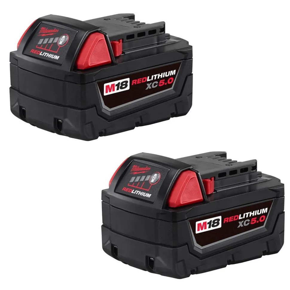 Milwaukee Tools M18 FUEL 1/4" Hex Impact Driver Kit and M18 Red Lithium 5.0 Ah XC Battery 2 PACK KIT-2953-22-48-11-1852