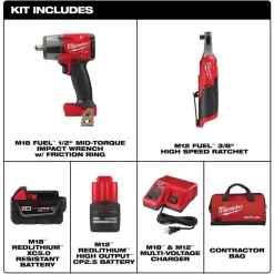 Milwaukee Tools M18 FUEL & M12 FUEL 2-Tool Combo Kit 3890-22