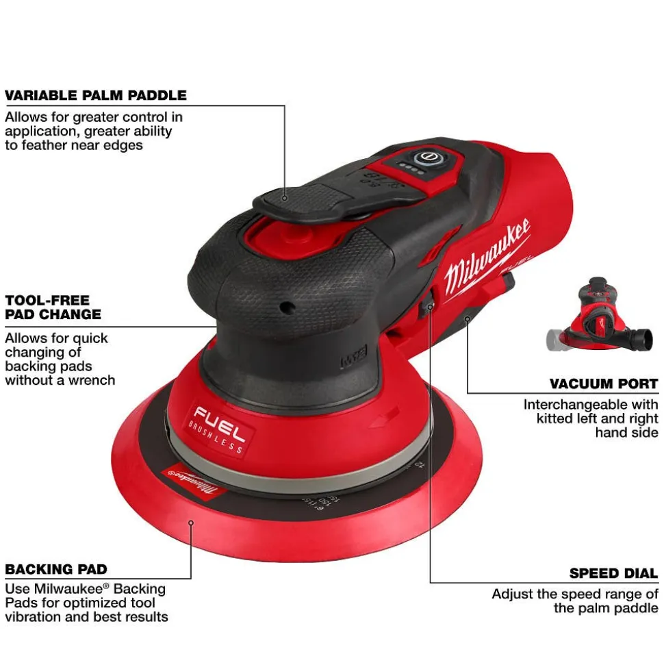 Milwaukee Tools M12 FUEL 6" Random Orbital Sander Kit (3/16") 2585-22CX