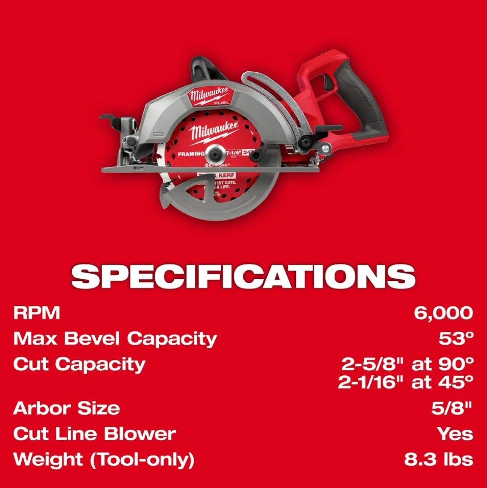 Milwaukee Tools M18 FUEL™ 7-1/4" Rear Handle Circular Saw Kit 2930-21HD