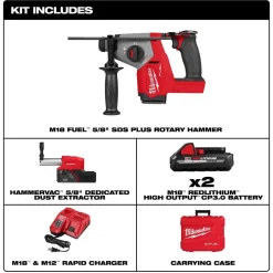Milwaukee Tools M18 FUEL™ 5/8" SDS Plus Rotary Hammer w/ Dust Extractor Kit 2908-22DE