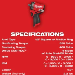 Milwaukee Tools M12 FUEL Stubby 1/2