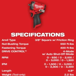 Milwaukee Tools M12 FUEL Stubby 3/8