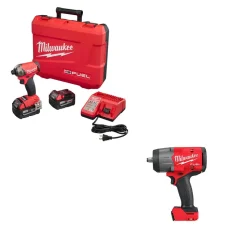 Milwaukee Tools M18 FUEL SURGE 1/4" Hex Hydraulic Driver (5.0Ah) Kit and M18 FUEL 1/2" High Torque Impact Wrench w/ Friction Ring KIT-2760-22-2967-20