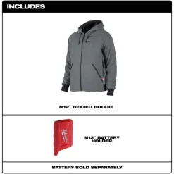 Milwaukee Tools M12 Gray Heated Hoodie Only 306G-20