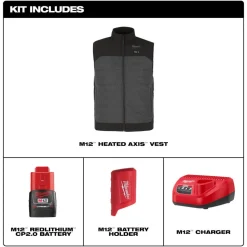 Milwaukee Tools M12 Heated Axis Vest Grey, Kit M300G