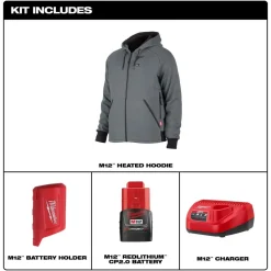 Milwaukee Tools M12 Heated Hoodie Grey, Kit 306G-21
