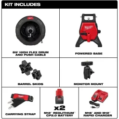 Milwaukee Tools M12 85’ High Flex Compact Inspection Camera Kit 3318-22B