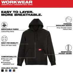 Milwaukee Tools Midweight Pullover Hoodie Black 351B