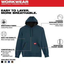 Milwaukee Tools Midweight Pullover Hoodie Blue 351BL