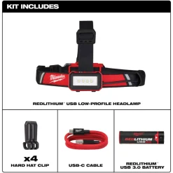 Milwaukee Tools M18 RADIUS LED Compact Site Light 2200 Lumens 2144-20 (BARE TOOL), Milwaukee RedLithium USB 600 Lumen Low-Profile Headlamp (3.0Ah) Kit , and M18 Red Lithium 5.0 Ah XC Battery KIT-2144-20-2115-21-48-11-1850