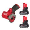 Milwaukee Tools (2) M12 REDLITHIUM HIGH OUTPUT XC5.0 Battery Pack and M12 Fuel 3" Compact Cut Off Tool (Bare Tool) KIT-48-11-2450-48-11-2450-2522-20