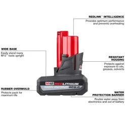 Milwaukee Tools (2) M12 REDLITHIUM HIGH OUTPUT XC5.0 Battery Pack and M12 Fuel 3