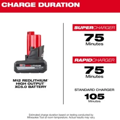 Milwaukee Tools (2) M12 REDLITHIUM HIGH OUTPUT XC5.0 Battery Pack KIT-48-11-2450-48-11-2450