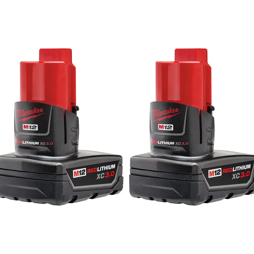 Milwaukee Tools M12 REDLITHIUM XC Battery - 2 Pack and M12 Compact Tire Inflator (Bare Tool) KIT-48-11-2412-2475-20