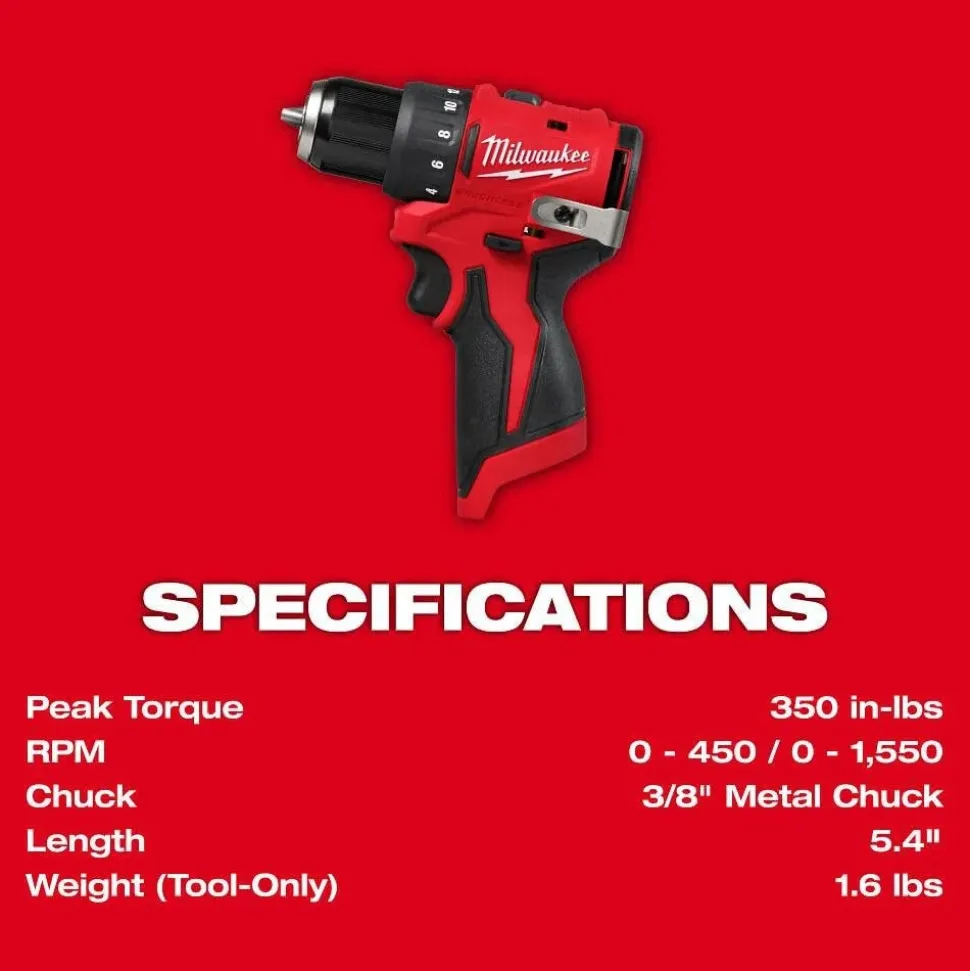 Milwaukee Tools M12 Subcompact Brushless 3/8" Drill/Driver 3401-20