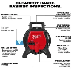 Milwaukee Tools M12 65’ Ultra Flex Compact Inspection Camera Kit 3318-22A
