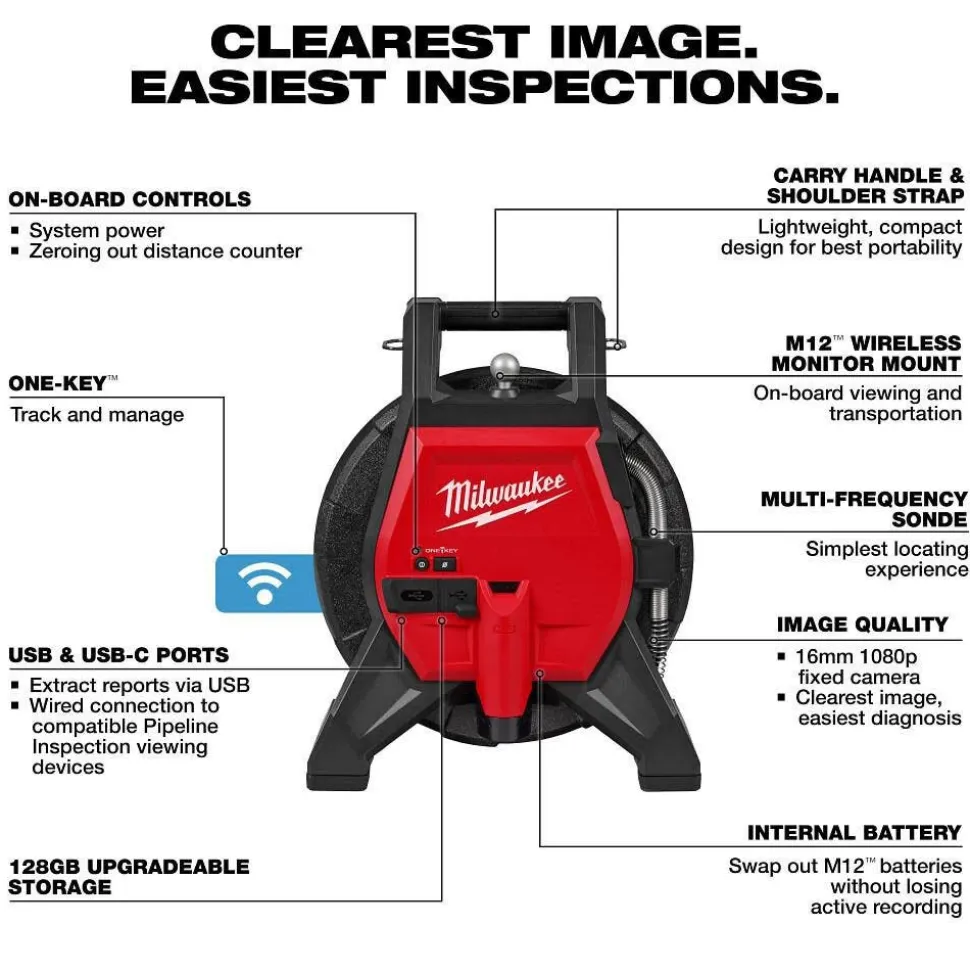 Milwaukee Tools M12 65’ Ultra Flex Compact Inspection Camera Kit 3318-22A