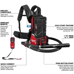 Milwaukee Tools MX FUEL Backpack High Cycle Concrete Vibrator Kit w/ 7' Whip / 1.75