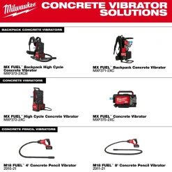 Milwaukee Tools MX FUEL Backpack High Cycle Concrete Vibrator Kit w/ 7' Whip / 1.75