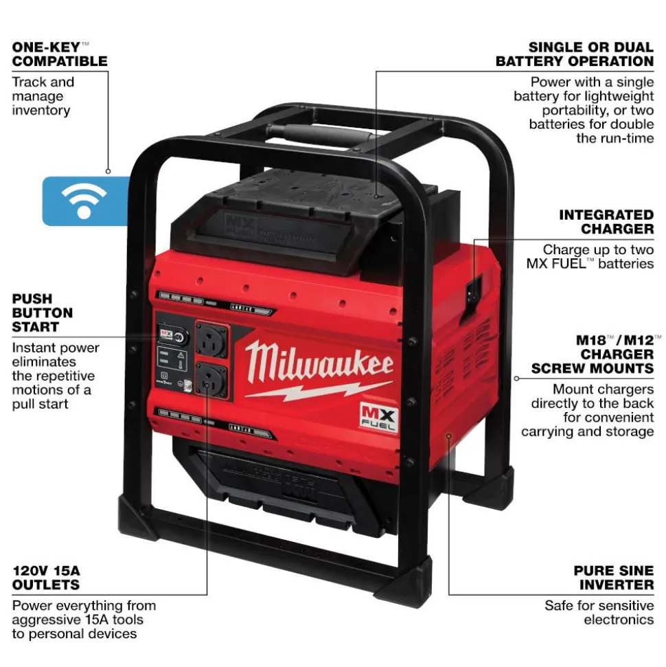 Milwaukee Tools MX Fuel Carry-on 3600w/1800w Power Supply And Charger With Mx Fuel Redlithium Forge MXF002-1HD812