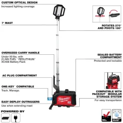Milwaukee Tools MX FUEL ROCKET Dual Power Compact Tower Light 15,000 Lumens MXF040-1XC