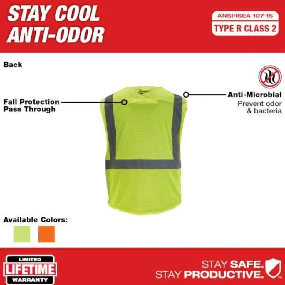 Milwaukee Tools Non-Breakaway Class 2 Mesh Safety Vest Hi-Vis Orange 48-73-511O
