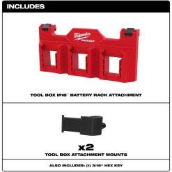 Milwaukee Tools PACKOUT Tool Box M18 Battery Rack Attachment 48-22-8603