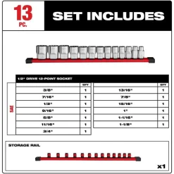 Milwaukee Tools 13pc 1/2” Drive 12-Point SAE Socket Set 48-22-9422
