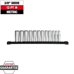 Milwaukee Tools 12pc 3/8” Drive 12-Point Deep Well Metric Socket Set 48-22-9521