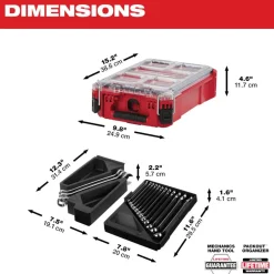 Milwaukee Tools 15 Piece Metric Combination Wrench Set with PACKOUT Compact Organizer 48-22-9483